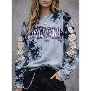 Civil Regime Tie Dye Sweatshirt Medium Floral Embroidered Graphic Streetwear